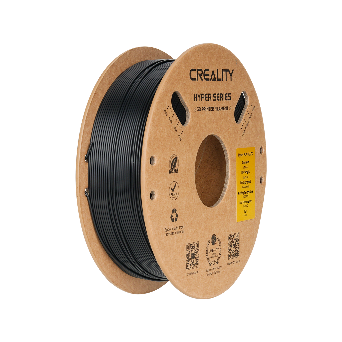 Filamento Creality Hyper PLA alta velocidad 1.75mm 1kg — Negro