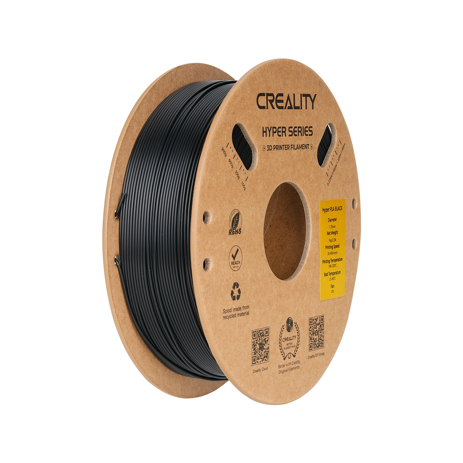 Filamento Creality Hyper PLA alta velocidad 1.75mm 1kg — Negro