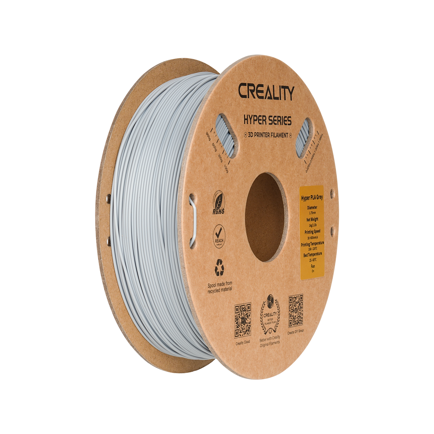 Filamento Creality Hyper PLA alta velocidad 1.75mm 1kg — Gris