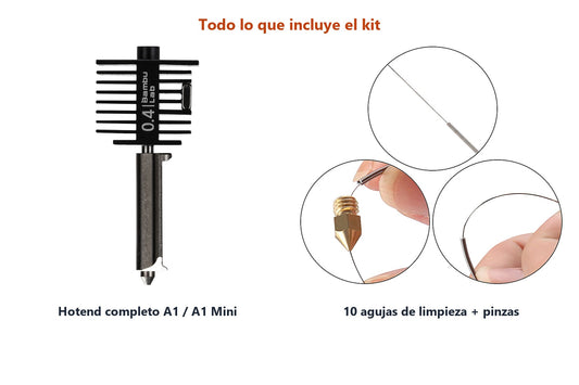 Kit Mantención Bambu A1 — hotend de respaldo + agujas de limpieza