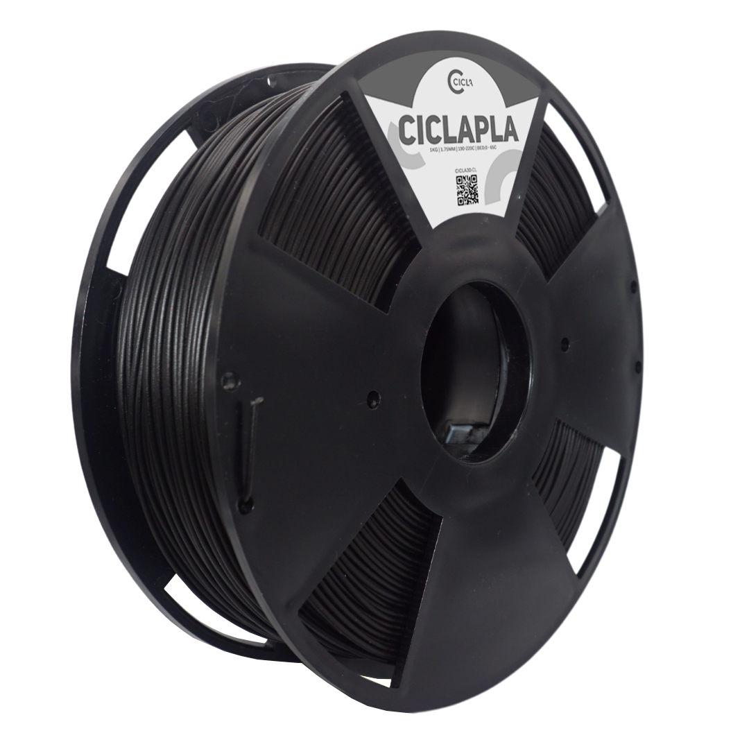 Filamento Cicla PLA 1.75mm 1kg — fabricado en Chile — Negro